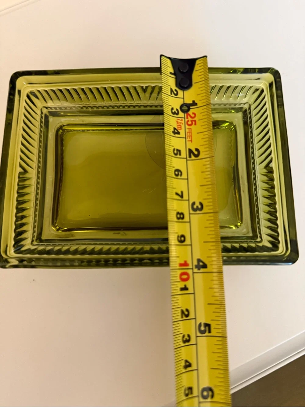 Vintage Olive Green Glass Soap Dish